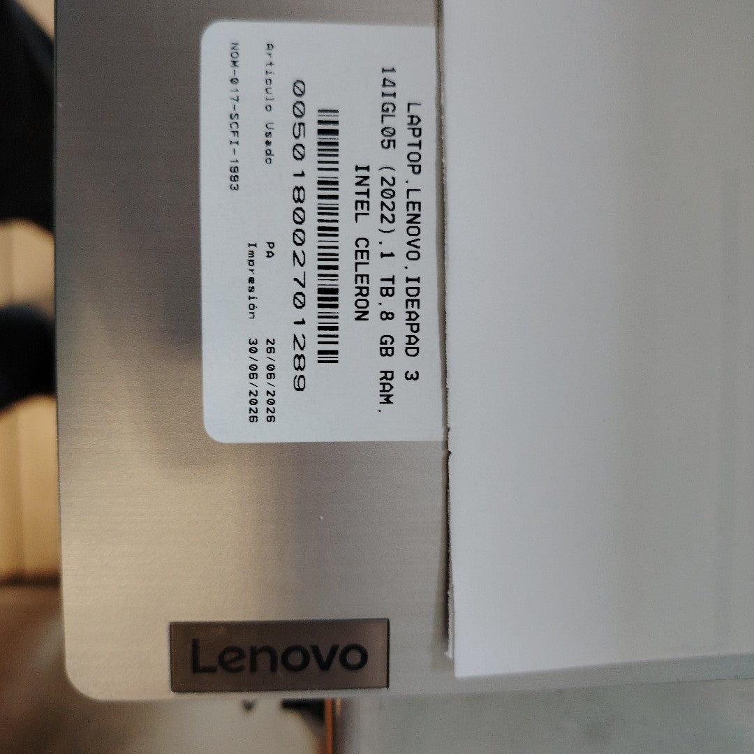 LAPTOP LENOVO IDEAPAD 3 14IGL05 (2022) 1 TB 8 GB RAM (SEMINUEVO)