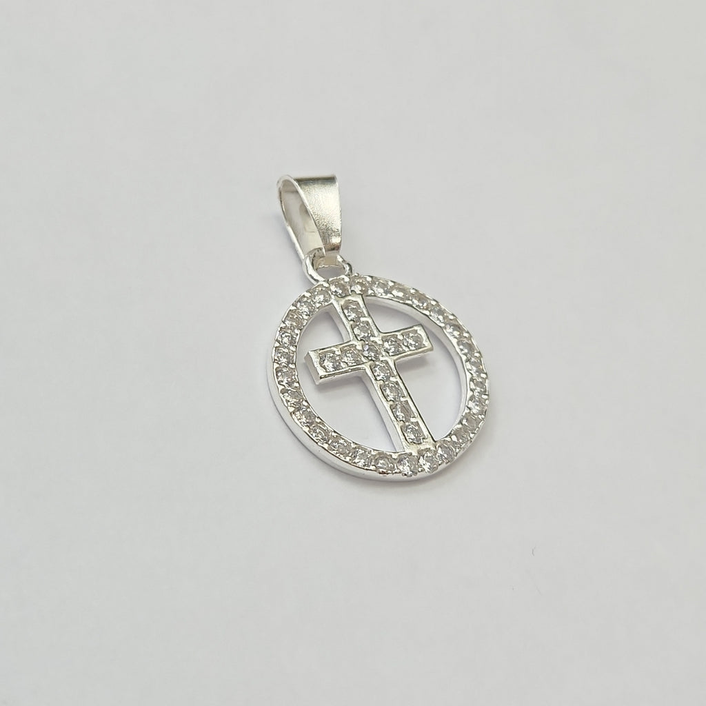 DIJE CRUZ C/CIRCONIAS PLATA .925 2.3 GR (NUEVO)