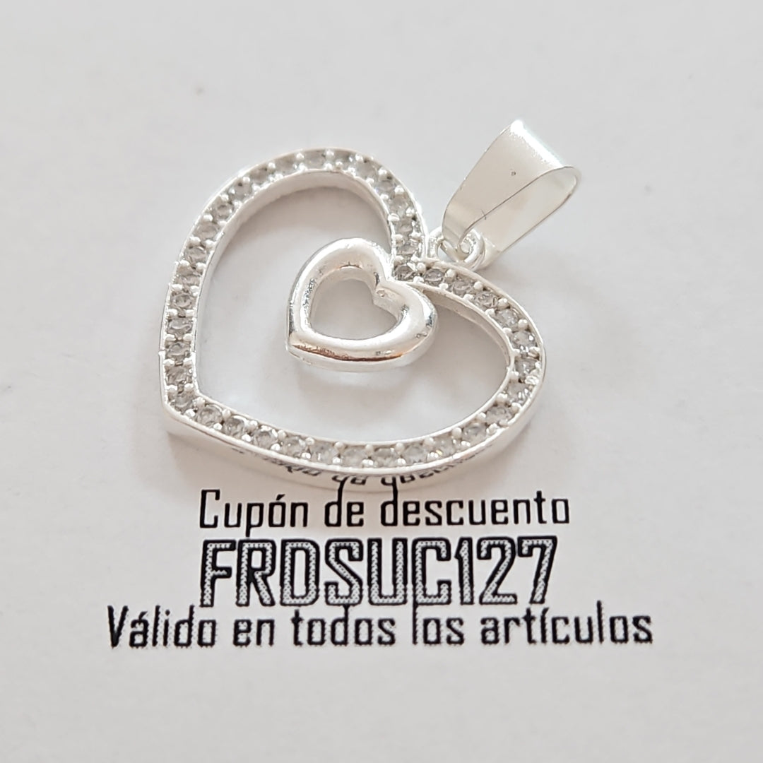 DIJE CORAZON C/CIRCONIAS PLATA .925 2.7 GR (NUEVO)