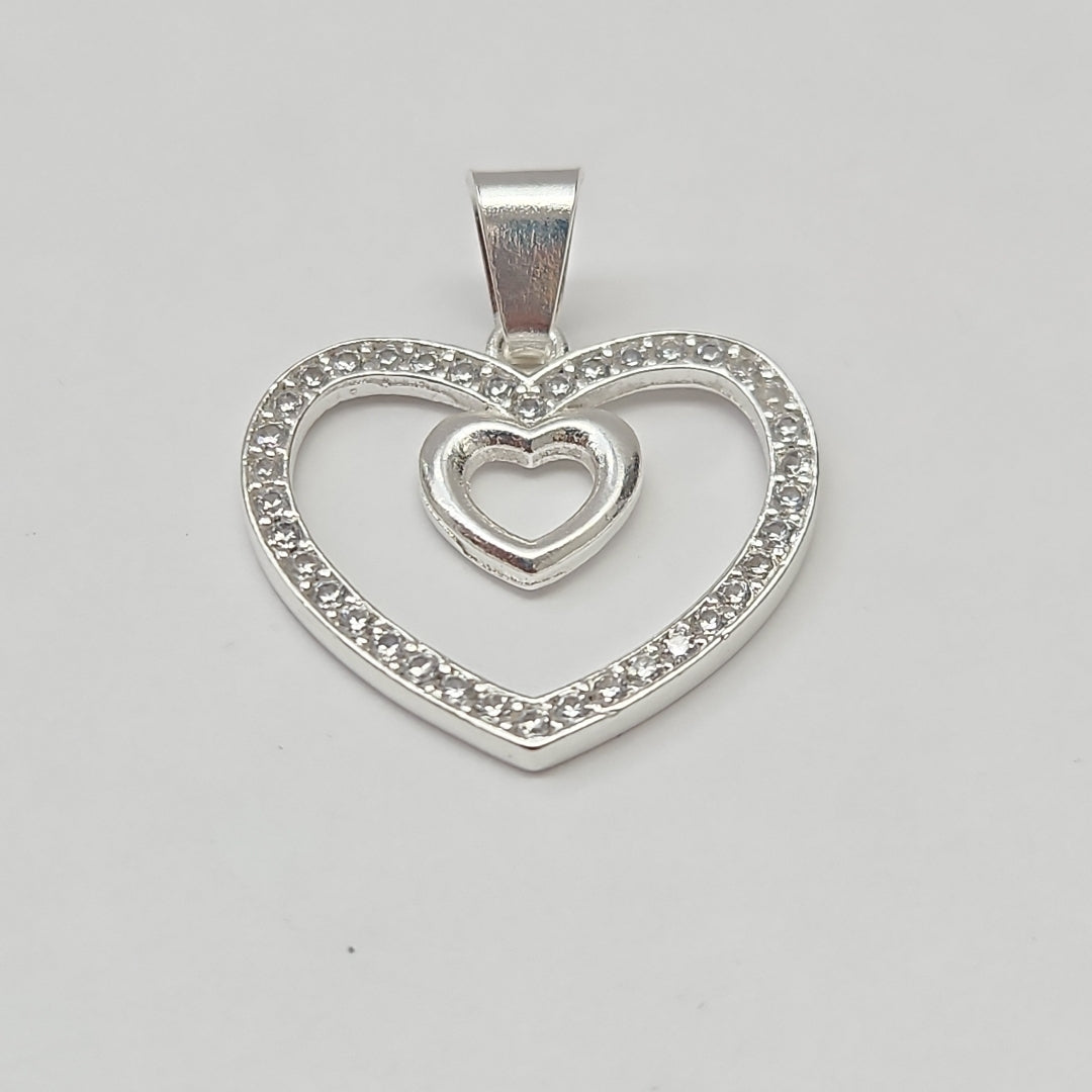 DIJE CORAZON C/CIRCONIAS PLATA .925 2.7 GR (NUEVO)