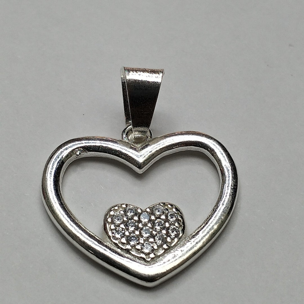 DIJE CORAZON C/CIRCONIAS PLATA .925 2.6 GR (NUEVO)
