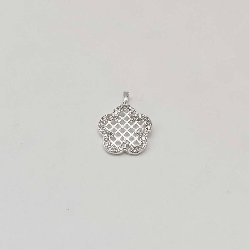 DIJE FLOR CON CIRCONIAS PLATA .925 1.7 GR (NUEVO)