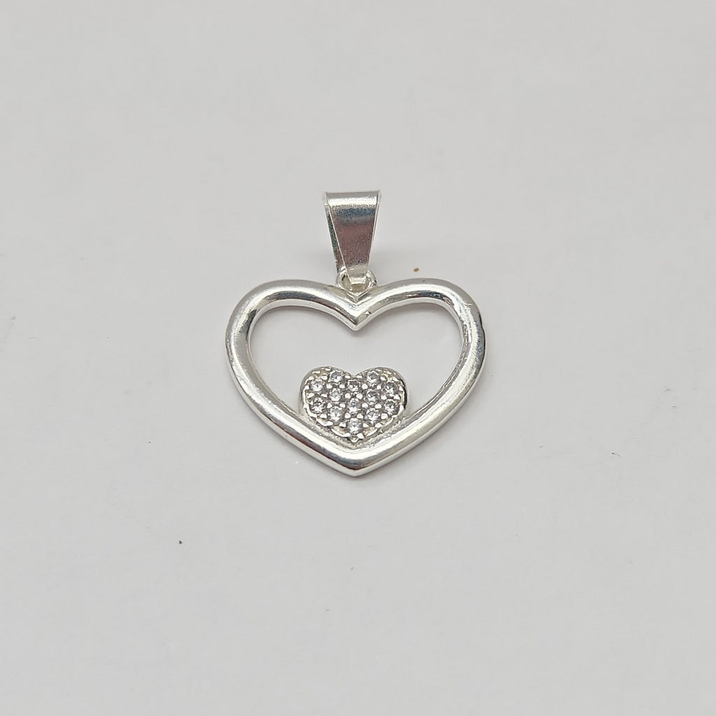 DIJE CORAZON C/CIRCONIAS PLATA .925 2.5 GR (NUEVO)