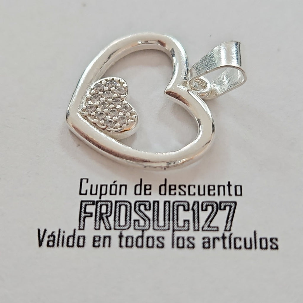 DIJE CORAZON C/CIRCONIAS PLATA .925 2.7 GR (NUEVO)