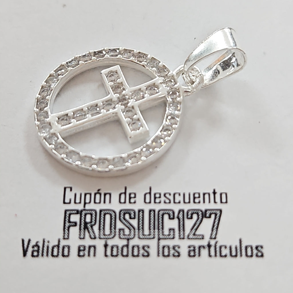 DIJE CRUZ C/CIRCONIAS PLATA .925 2.5 GR (NUEVO)