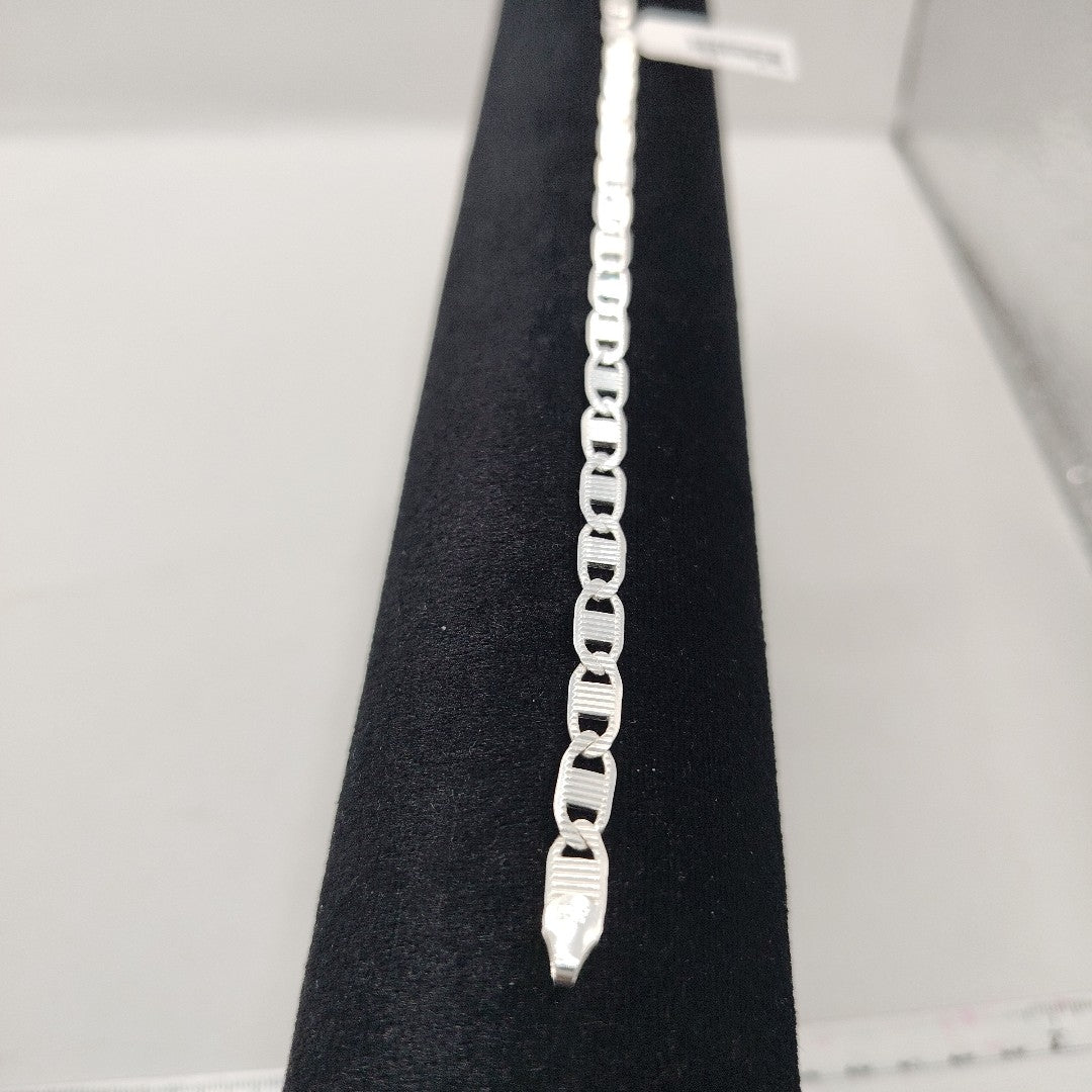 PULSERA TEJIDO ESPEJO PLATA .925 21 CM 7.5 GR (NUEVO)
