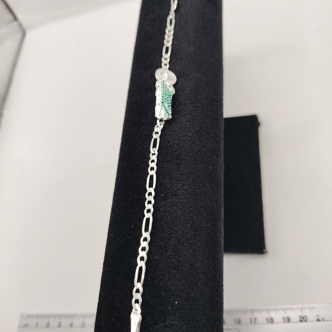PULSERA TEJIDO SAN JUDAS PLATA .925 21 CM 5.6 GR (NUEVO)
