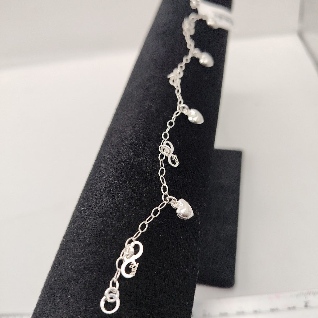 PULSERA CON DIJES CORAZON INFINITO PLATA .925 18 CM 3.12 GR (NUEVO)