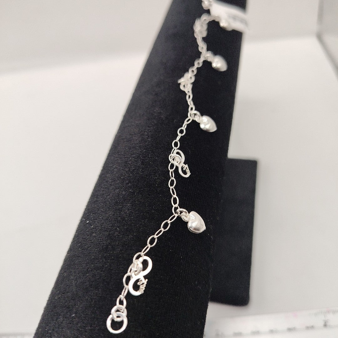 PULSERA CON DIJES CORAZON INFINITO PLATA .925 18 CM 3.12 GR (NUEVO)