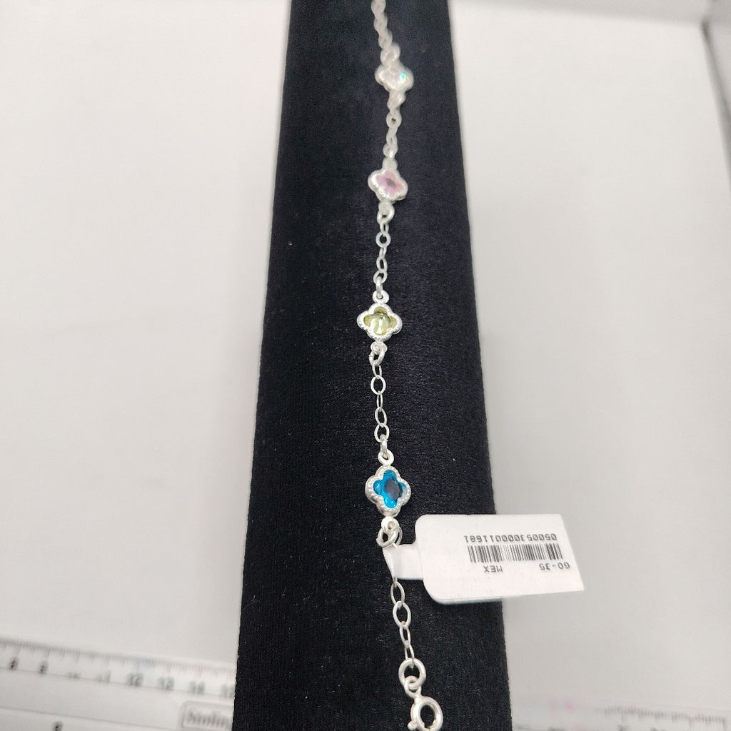 PULSERA ESPECIAL CON PIEDRAS DE COLOR PLATA .925 18 CM 3.42 GR (NUEVO)