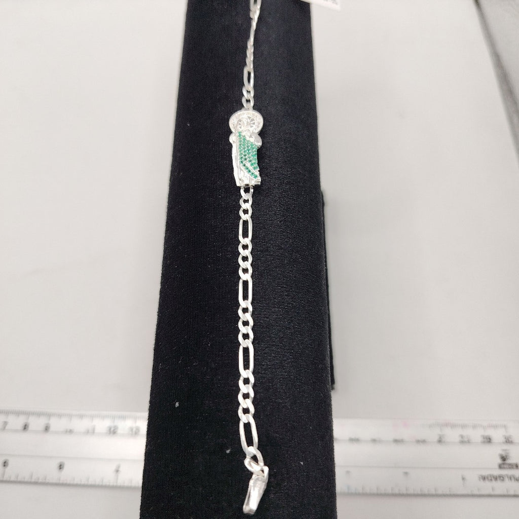 PULSERA TEJIDO SAN JUDAS PLATA .925 21 CM 5.6 GR (NUEVO)