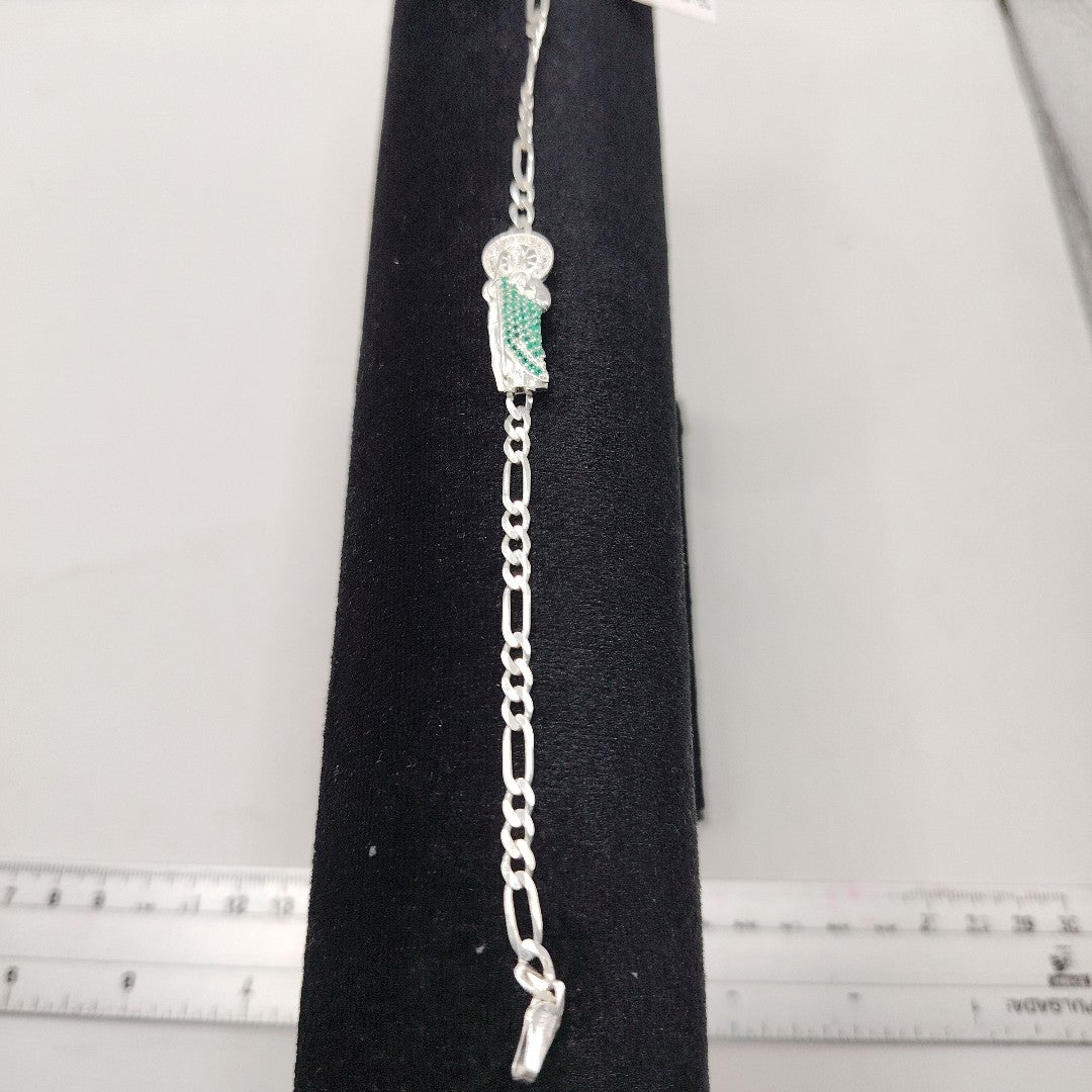 PULSERA TEJIDO SAN JUDAS PLATA .925 21 CM 5.6 GR (NUEVO)