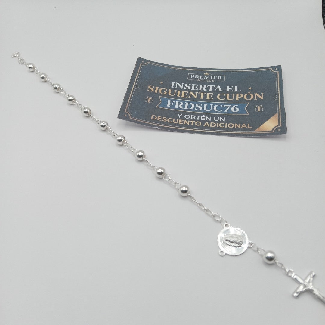 PULSERA TIPO ROSARIO PLATA .925 18 CM 4.22 GR (NUEVO)