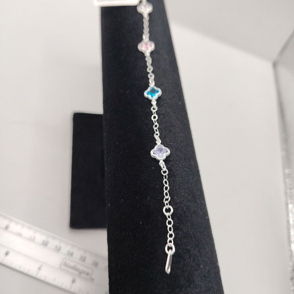 PULSERA ESPECIAL CON PIEDRAS DE COLOR PLATA .925 18 CM 3.42 GR (NUEVO)