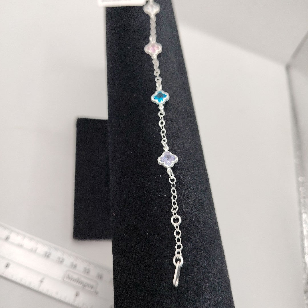 PULSERA ESPECIAL CON PIEDRAS DE COLOR PLATA .925 18 CM 3.42 GR (NUEVO)