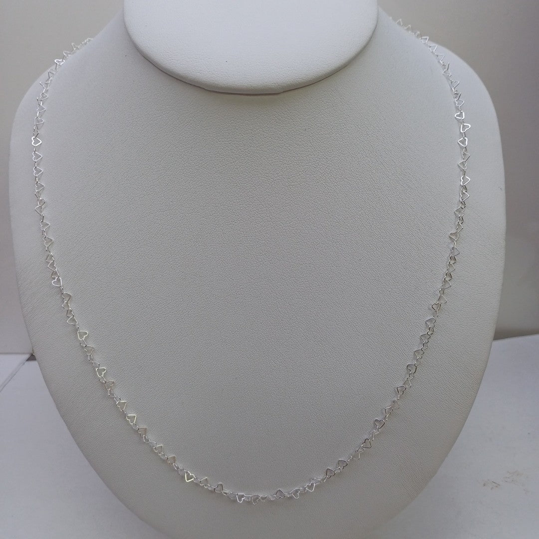 CADENA CORAZONES PLATA .925 60 CM 3.02 GR (NUEVO)