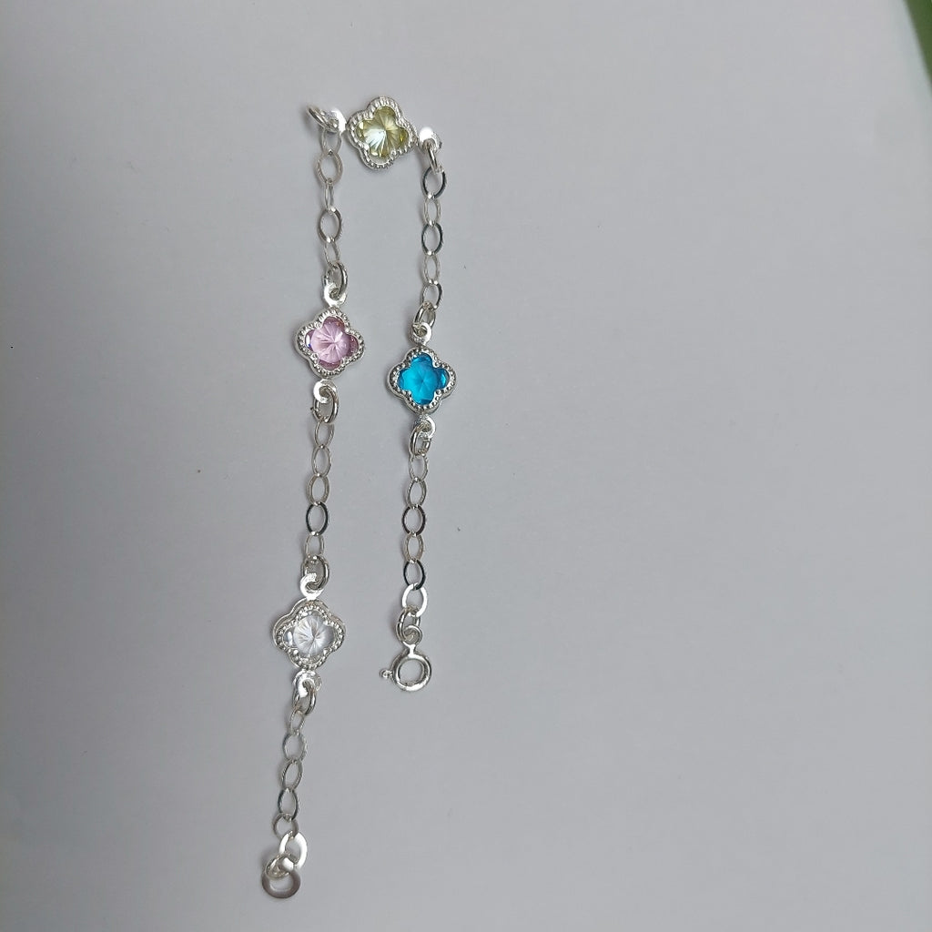 PULSERA ESPECIAL CON PIEDRAS DE COLOR PLATA .925 18 CM 3.42 GR (NUEVO)