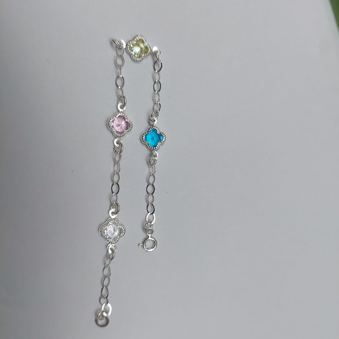 PULSERA ESPECIAL CON PIEDRAS DE COLOR PLATA .925 18 CM 3.42 GR (NUEVO)