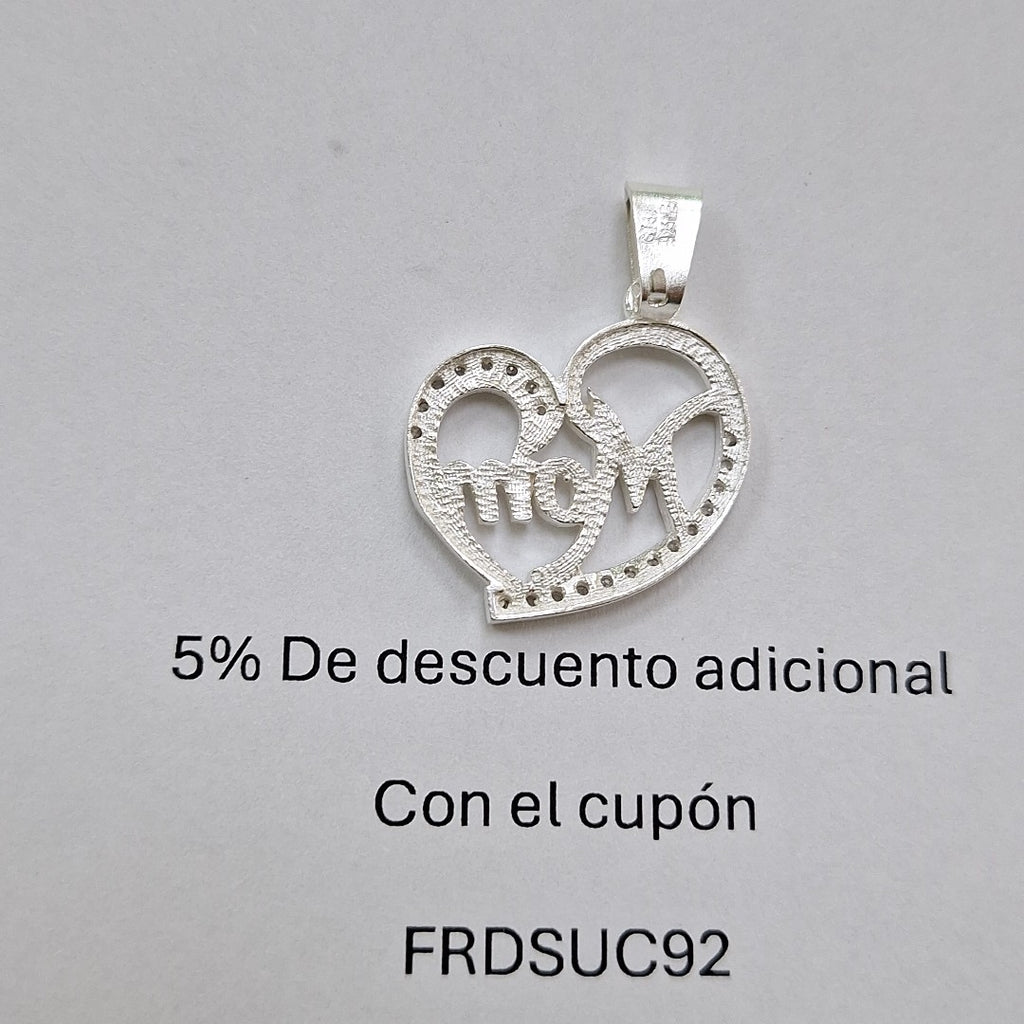DIJE CORAZON C/CIRCONIAS PLATA .925 3.1 GR (NUEVO)