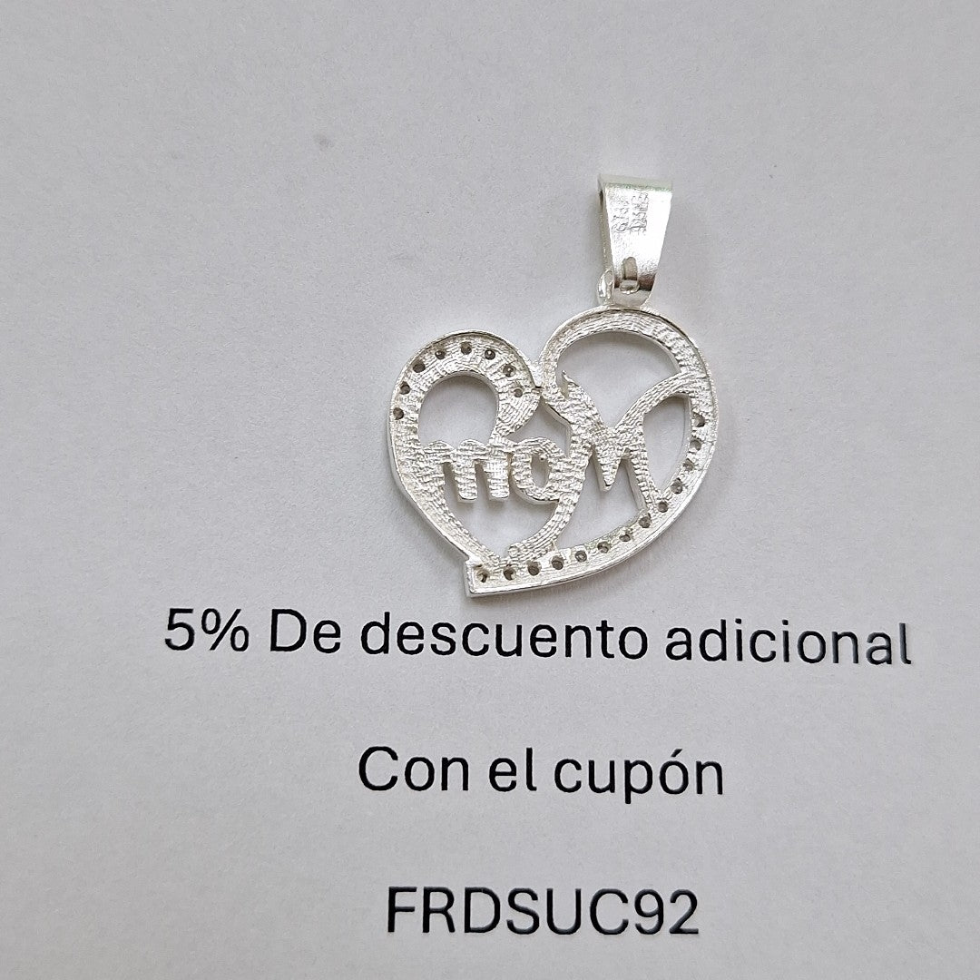 DIJE CORAZON C/CIRCONIAS PLATA .925 3.1 GR (NUEVO)