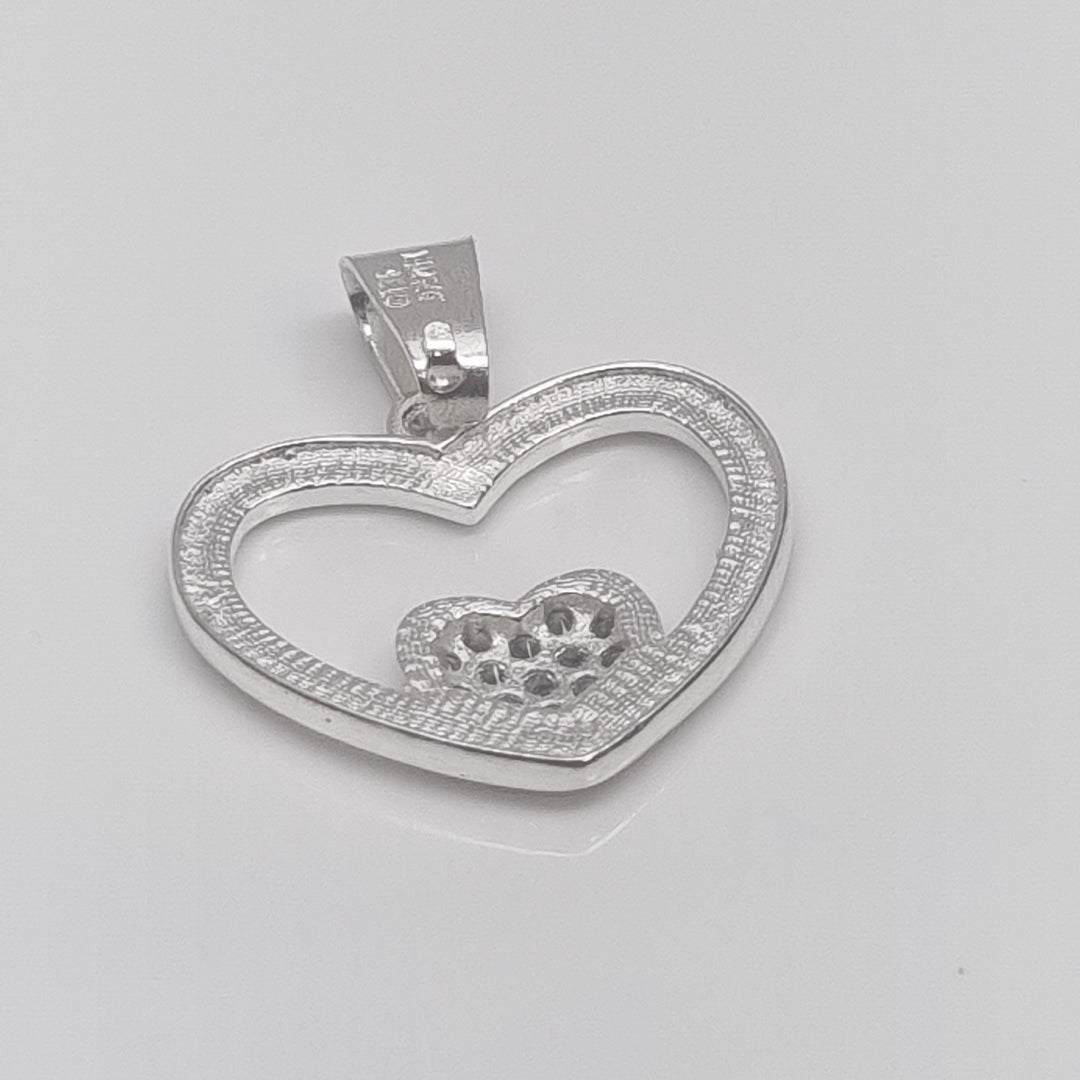 DIJE CORAZON C/CIRCONIAS PLATA .925 2.7 GR (NUEVO)