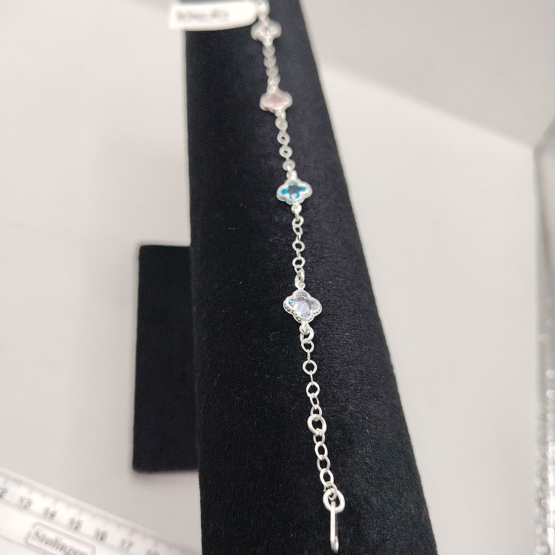 PULSERA ESPECIAL CON PIEDRAS DE COLOR PLATA .925 18 CM 3.42 GR (NUEVO)