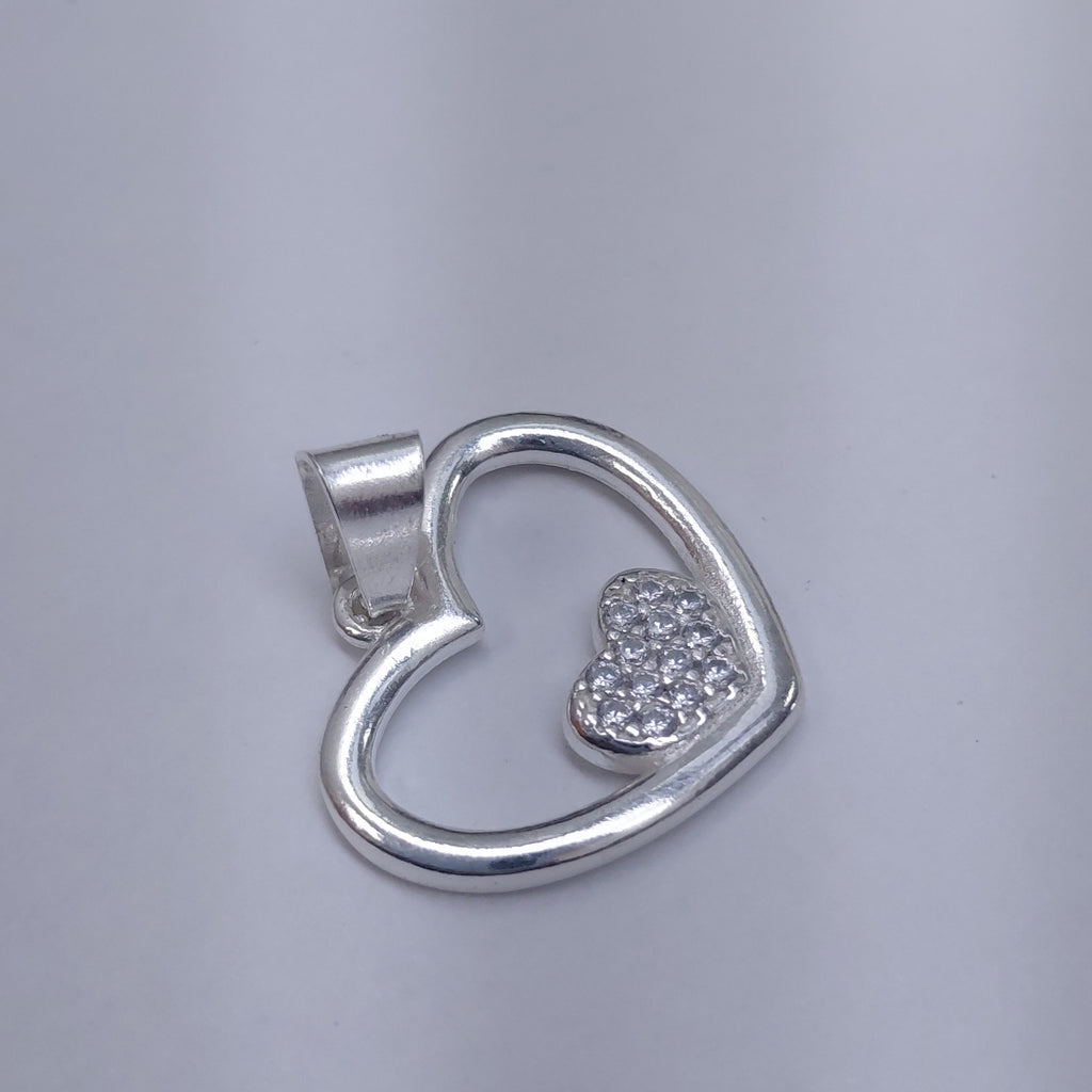 DIJE CORAZON C/CIRCONIAS PLATA .925 2.6 GR (NUEVO)