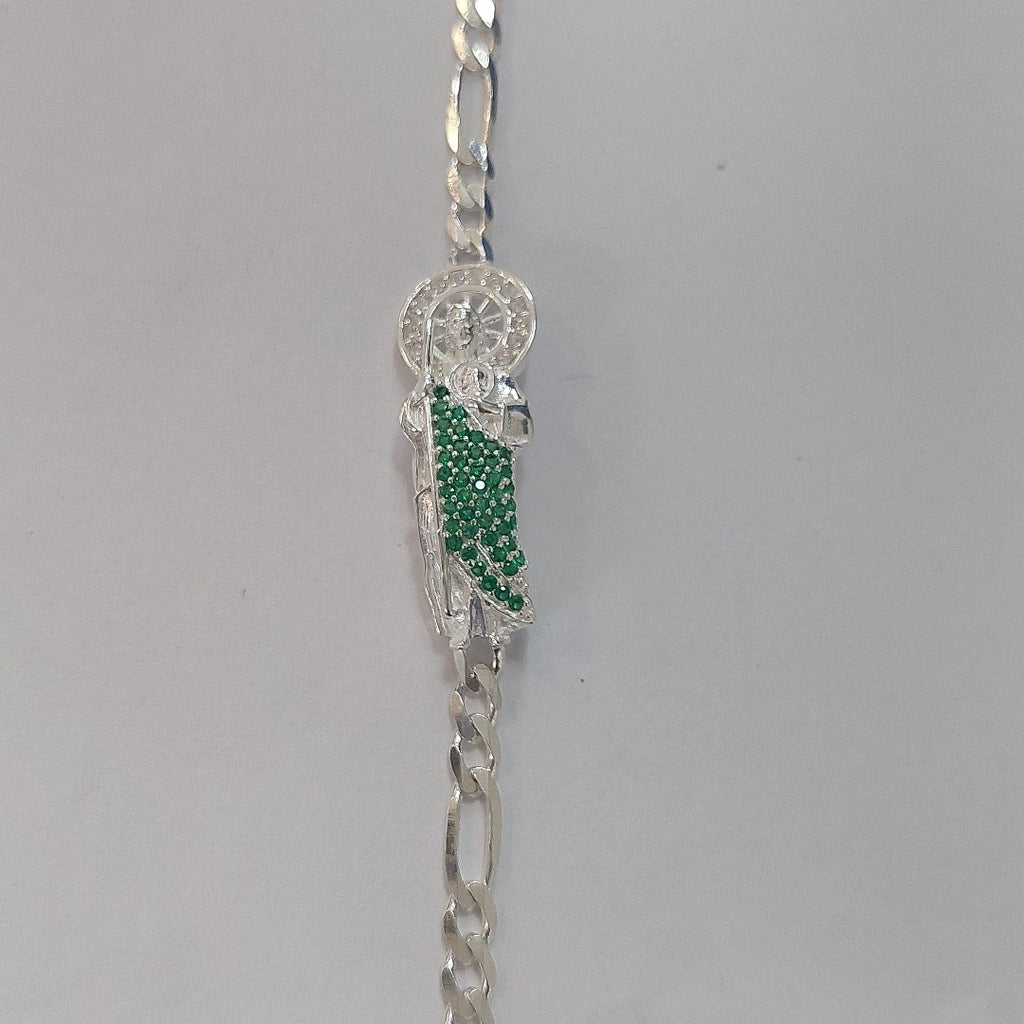 PULSERA TEJIDO SAN JUDAS PLATA .925 21 CM 5.6 GR (NUEVO)