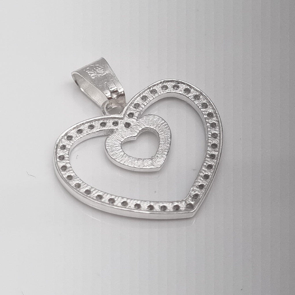 DIJE CORAZON C/CIRCONIAS PLATA .925 2.7 GR (NUEVO)