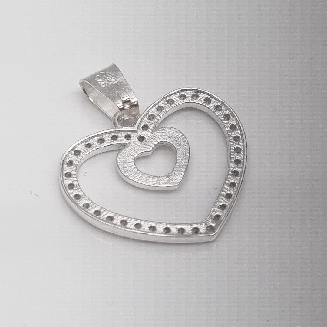 DIJE CORAZON C/CIRCONIAS PLATA .925 2.7 GR (NUEVO)