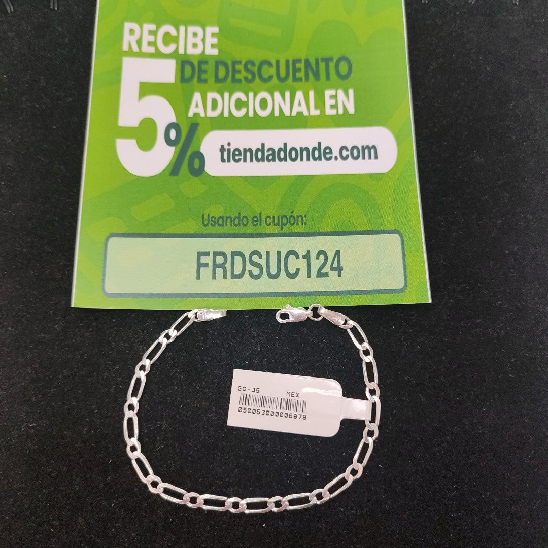 PULSERA TEJIDO 1X1 PLATA .925 18 CM 3.5 GR (NUEVO)