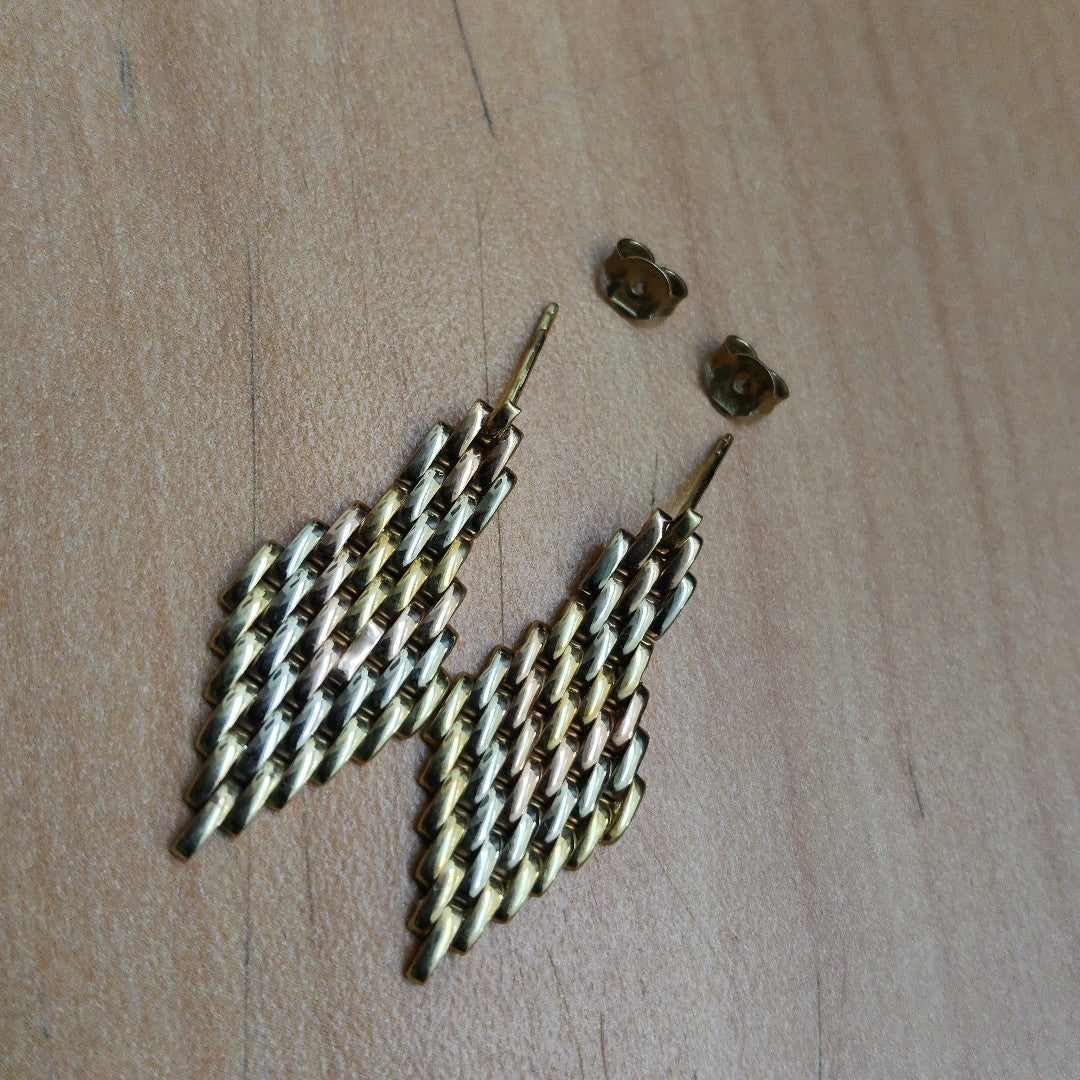 ARETES PAR ORO, ORO COMBINADO 14 K 6.2 GRMS (SEMINUEVO)