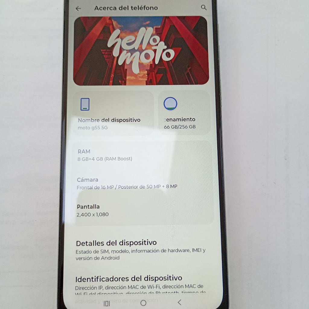 CELULAR MOTOROLA MOTO G55 5G XT2435-1(2024) 256 GB 8 GB RAM (SEMINUEVO)