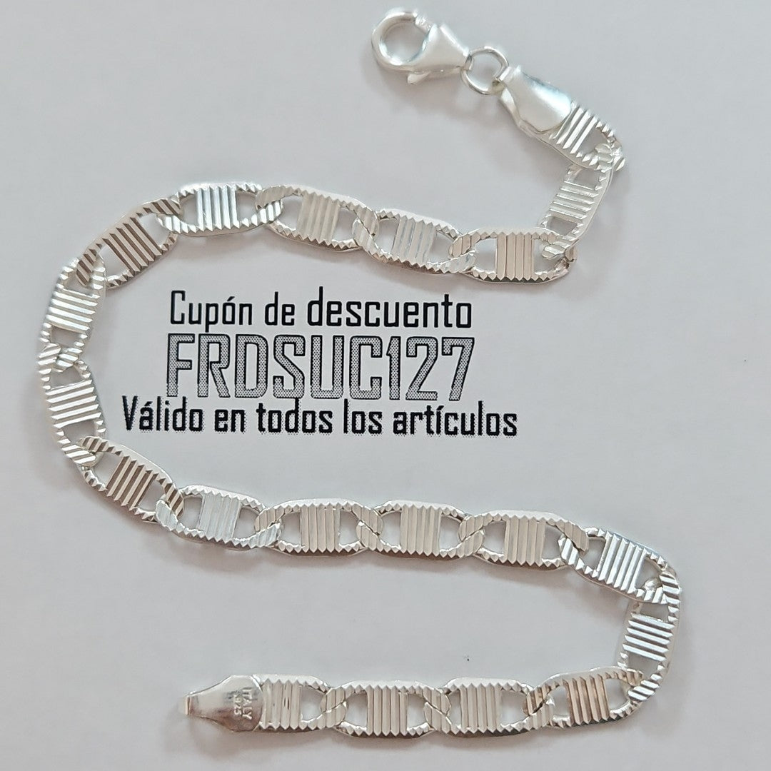 PULSERA TEJIDO ESPEJO PLATA .925 21 CM 7.9 GR (NUEVO)