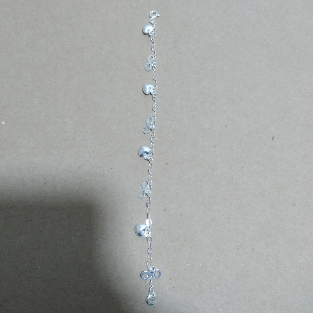 PULSERA CON DIJES CORAZON INFINITO PLATA .925 18 CM 3.12 GR (NUEVO)