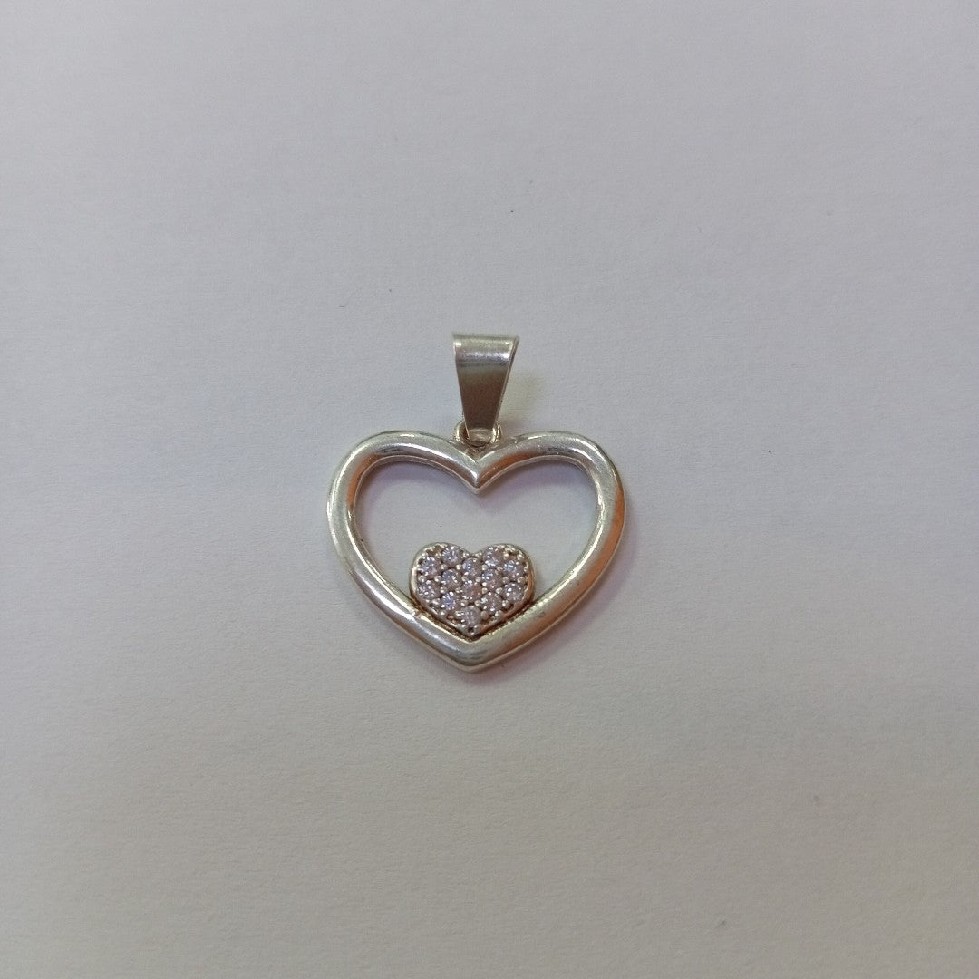 DIJE CORAZON C/CIRCONIAS PLATA .925 2.5 GR (NUEVO)