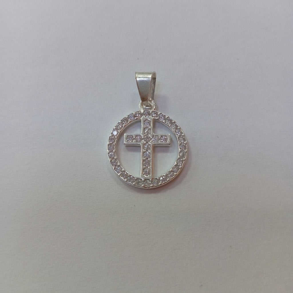 DIJE CRUZ C/CIRCONIAS PLATA .925 2.5 GR (NUEVO)