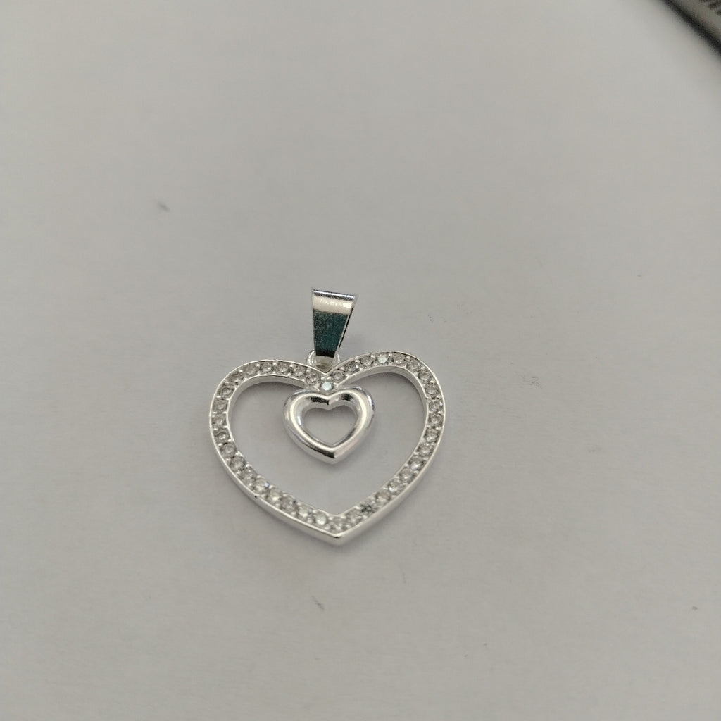 DIJE CORAZON C/CIRCONIAS PLATA .925 2.7 GR (NUEVO)