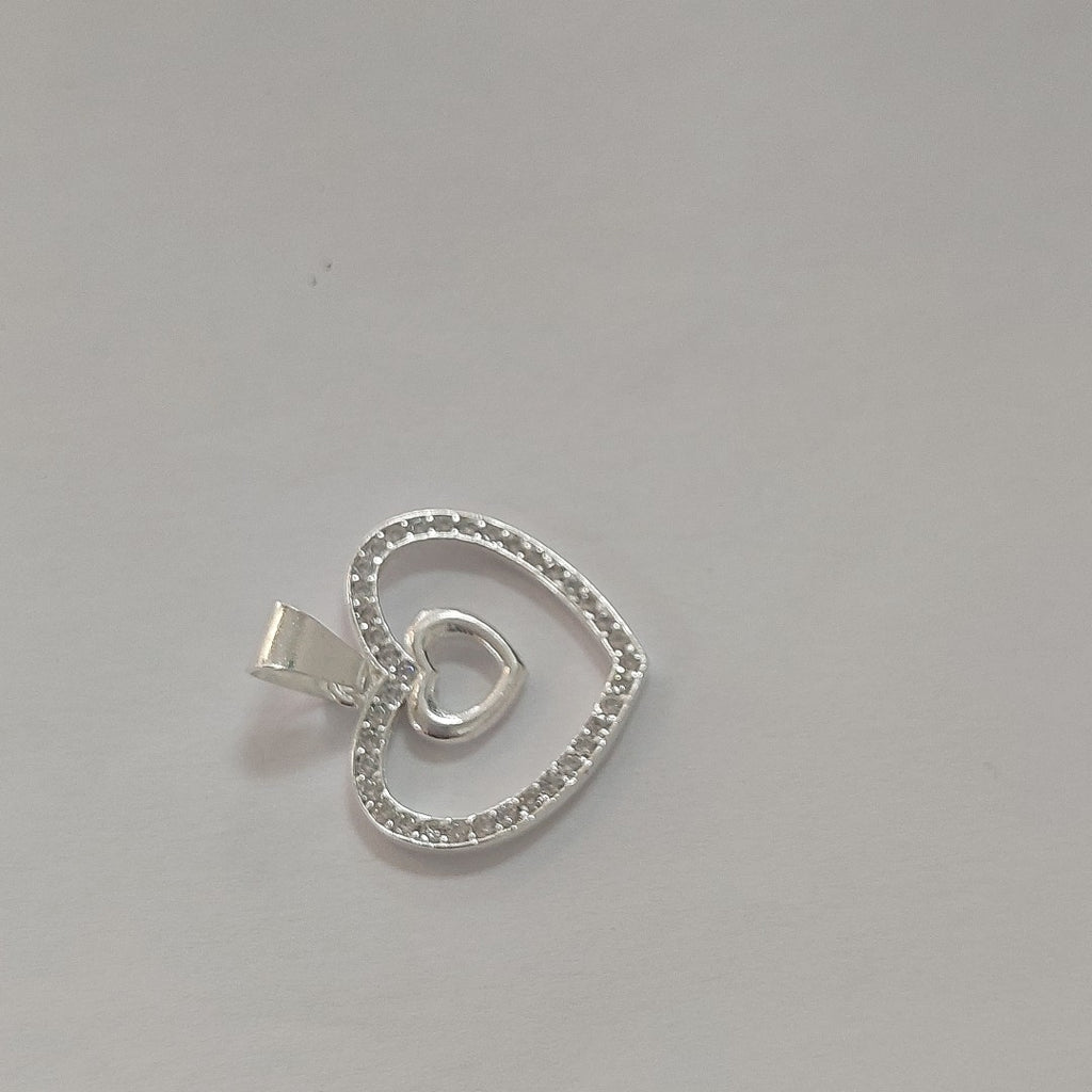 DIJE CORAZON C/CIRCONIAS PLATA .925 2.7 GR (NUEVO)