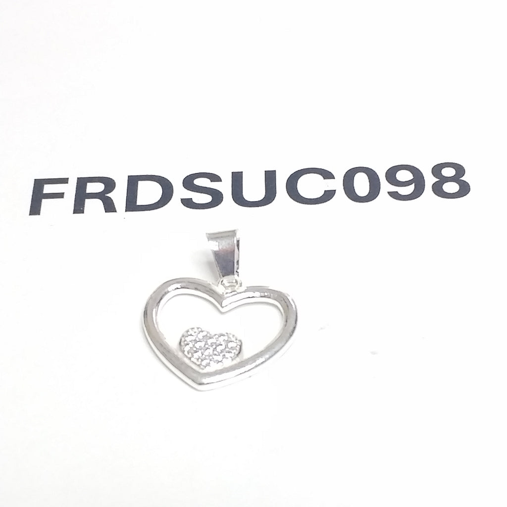 DIJE CORAZON C/CIRCONIAS PLATA .925 2.7 GR (NUEVO)
