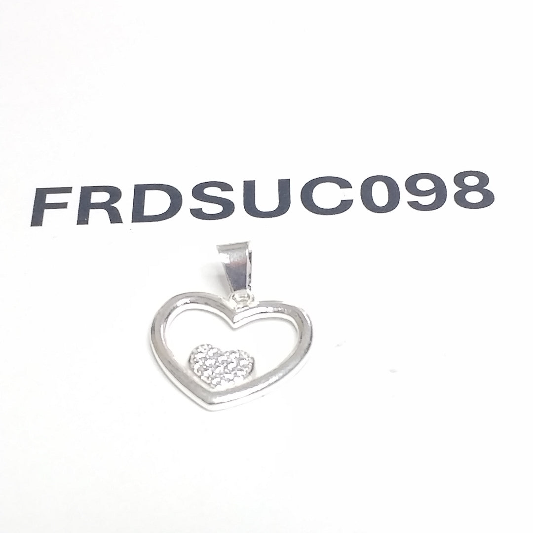 DIJE CORAZON C/CIRCONIAS PLATA .925 2.7 GR (NUEVO)
