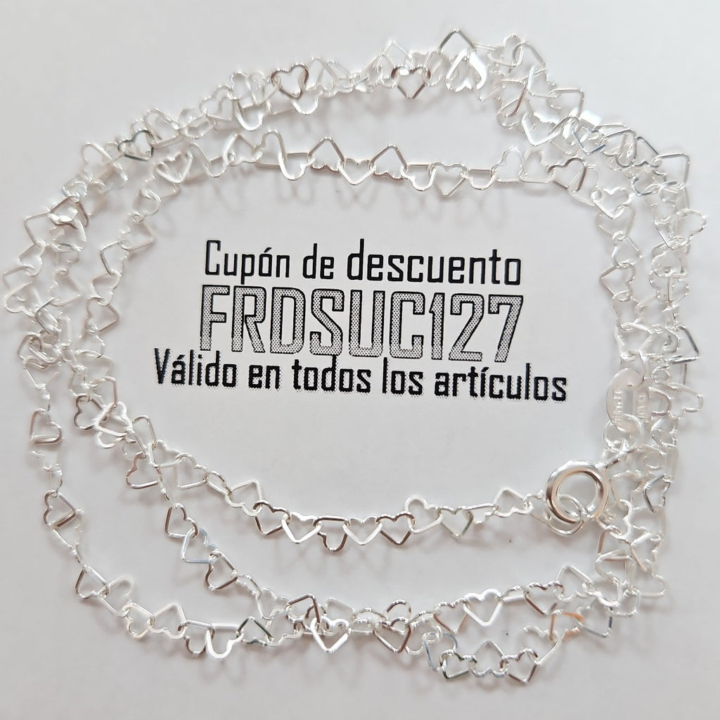 CADENA CORAZONES PLATA .925 55 CM 2.82 GR (NUEVO)