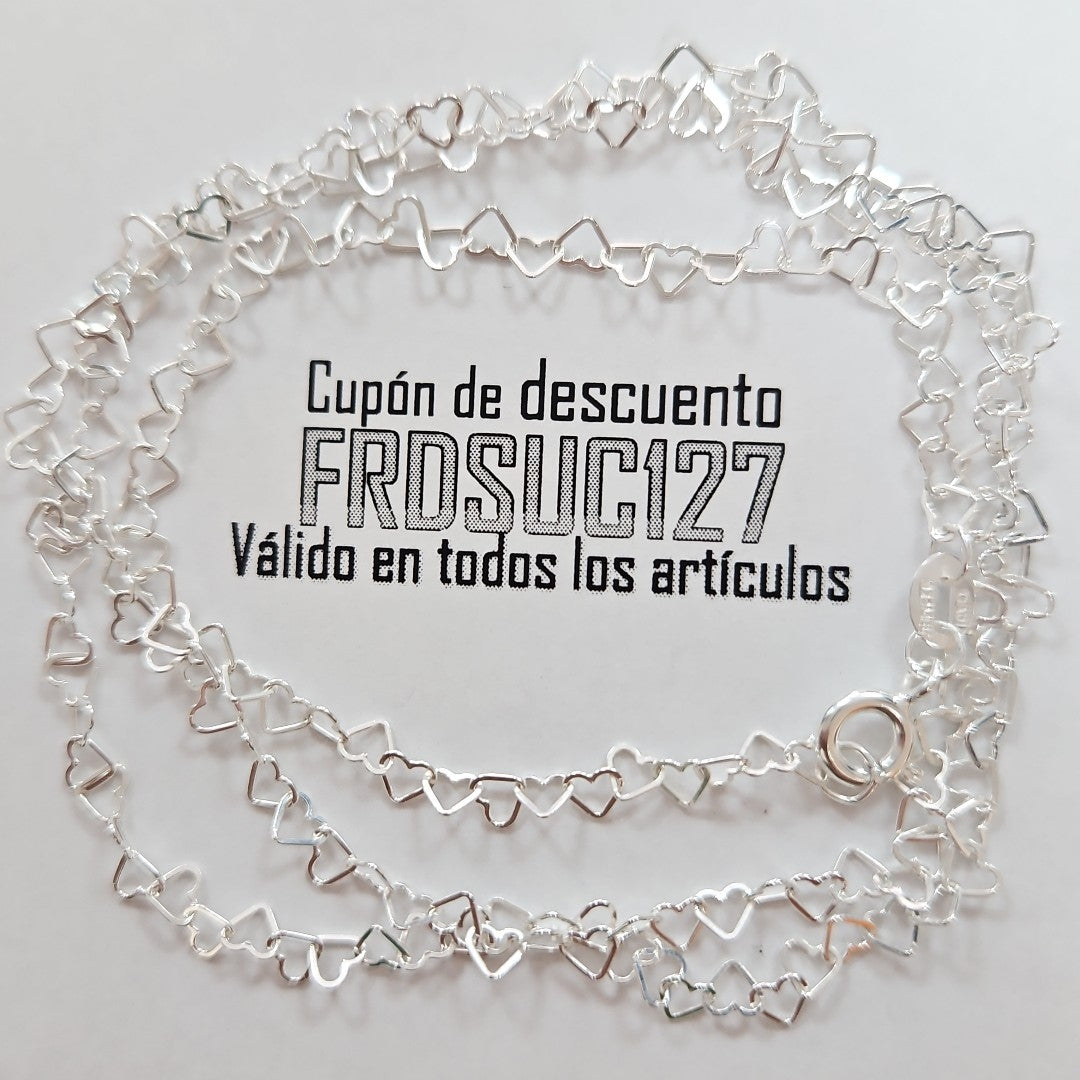 CADENA CORAZONES PLATA .925 55 CM 2.82 GR (NUEVO)