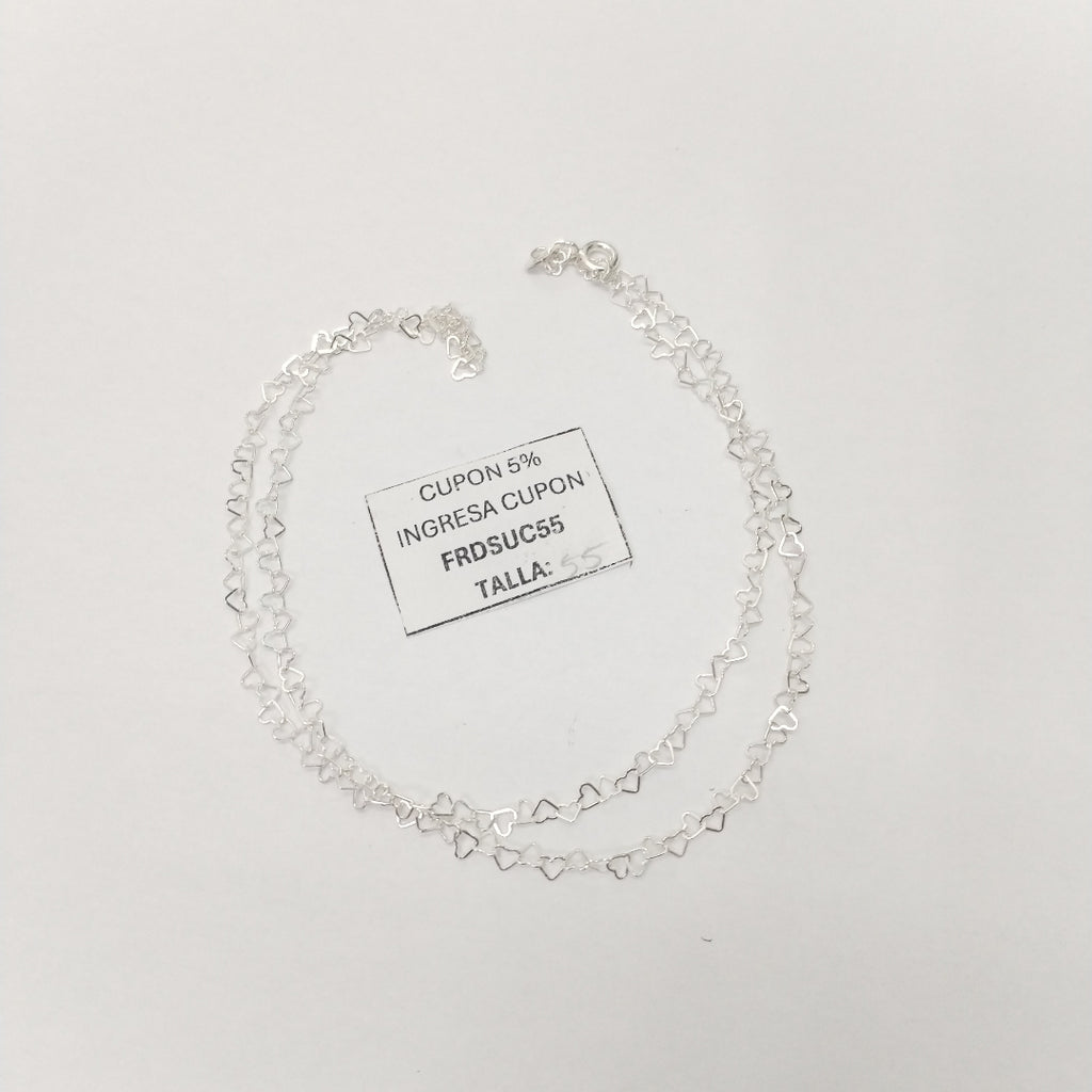 CADENA CORAZONES PLATA .925 55 CM 2.72 GR (NUEVO)