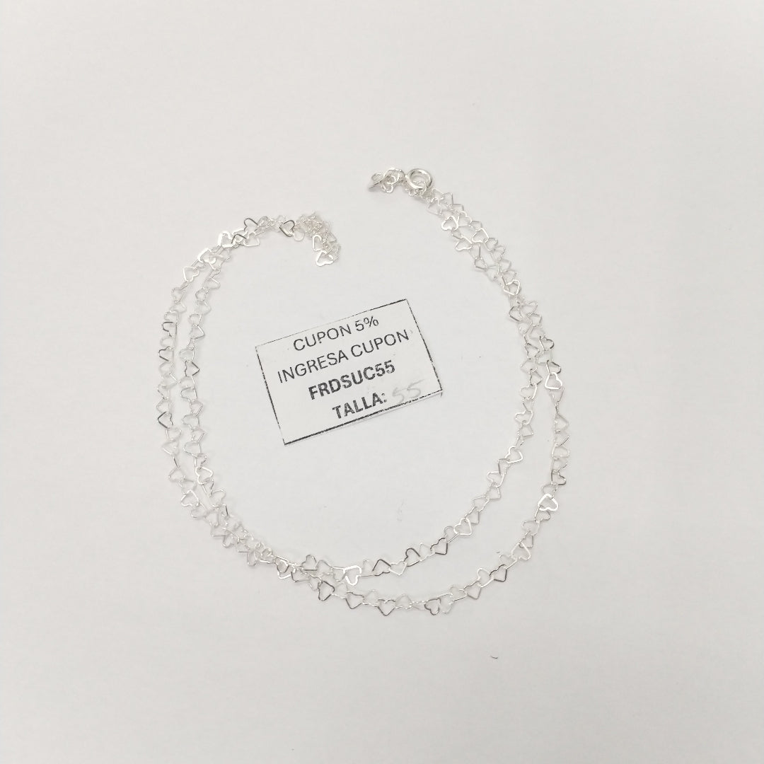 CADENA CORAZONES PLATA .925 55 CM 2.72 GR (NUEVO)
