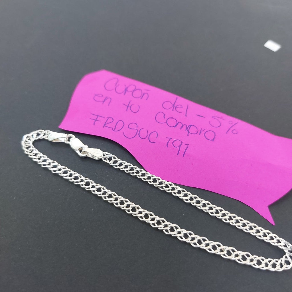 PULSERA DOBLE ESLABON PLATA .925 21 CM 3.63 GR (NUEVO)