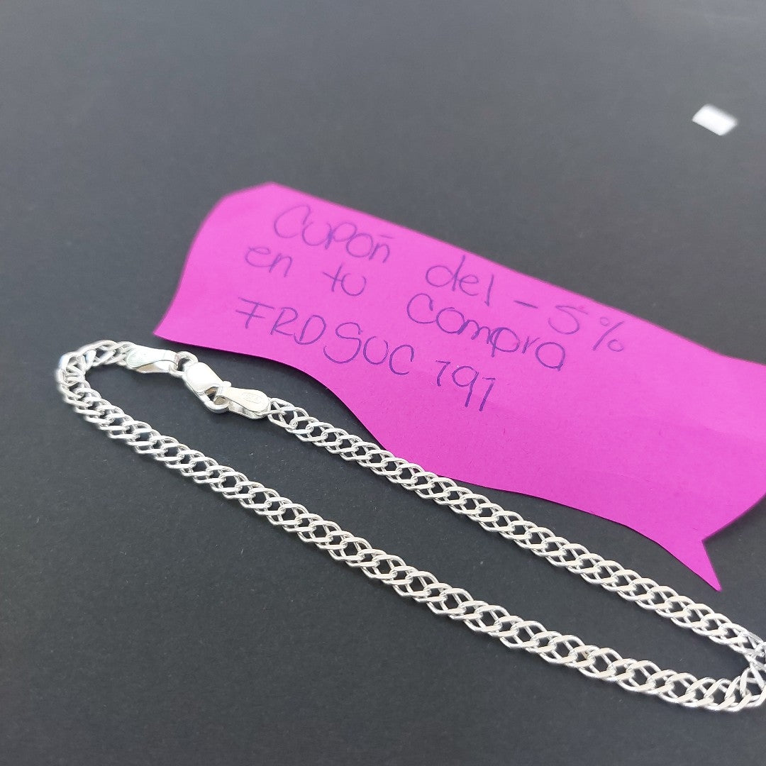 PULSERA DOBLE ESLABON PLATA .925 21 CM 3.63 GR (NUEVO)