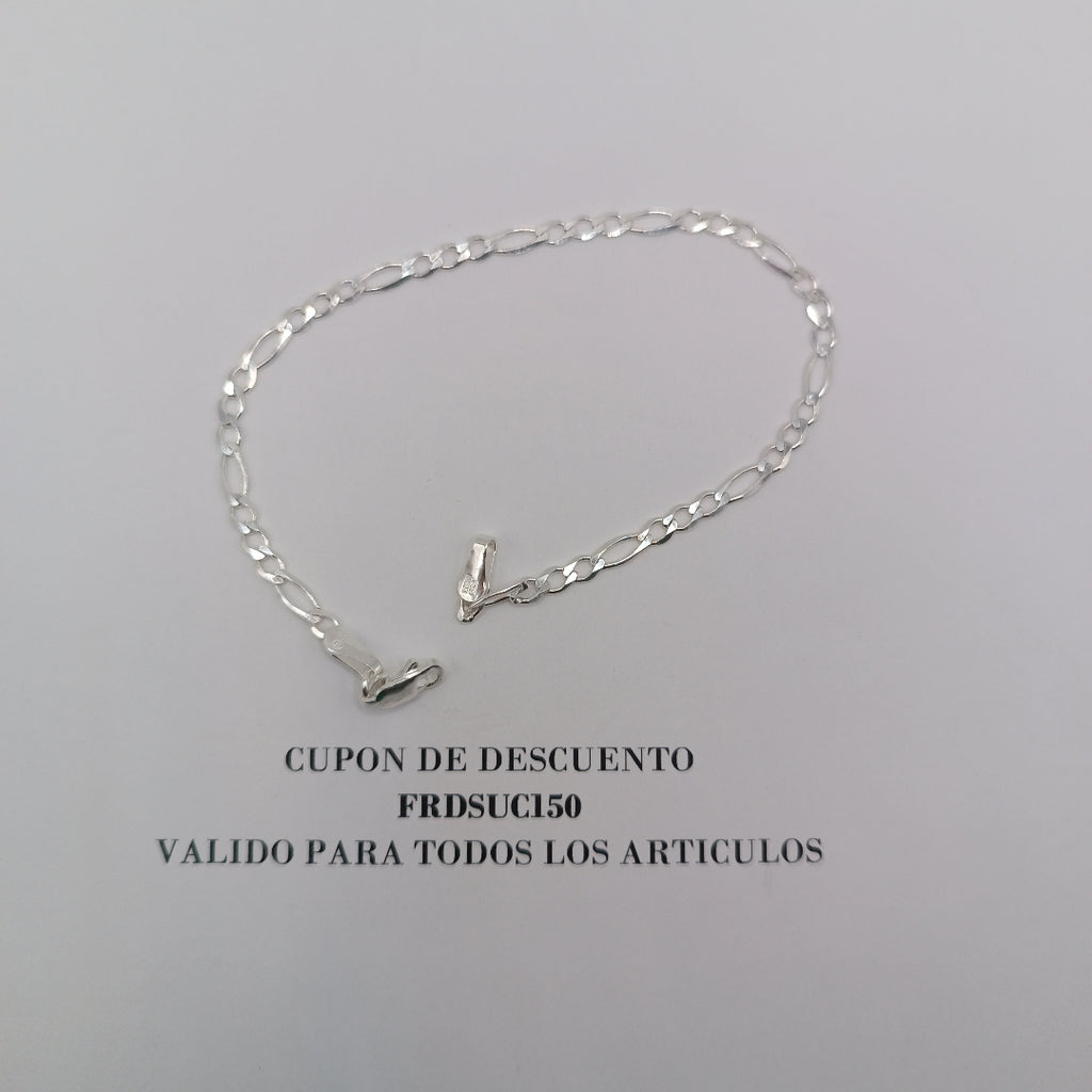 PULSERA TEJIDO 3X1 PLATA .925 21 CM 3.3 GR (NUEVO)