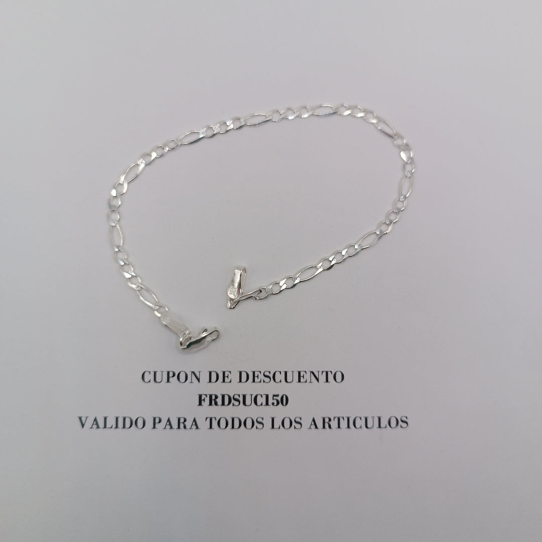 PULSERA TEJIDO 3X1 PLATA .925 21 CM 3.3 GR (NUEVO)