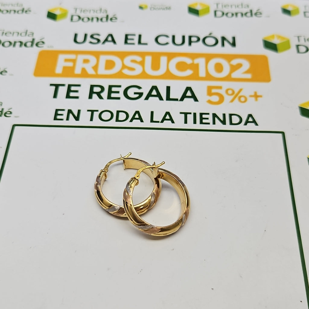 ARETES PAR ORO COMBINADO 14 K 3.5 GRMS (SEMINUEVO)